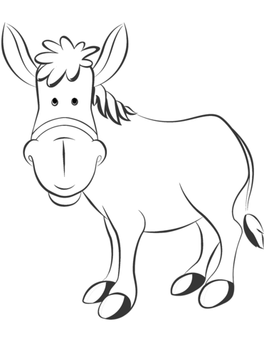 Cartoon Donkey Coloring Page